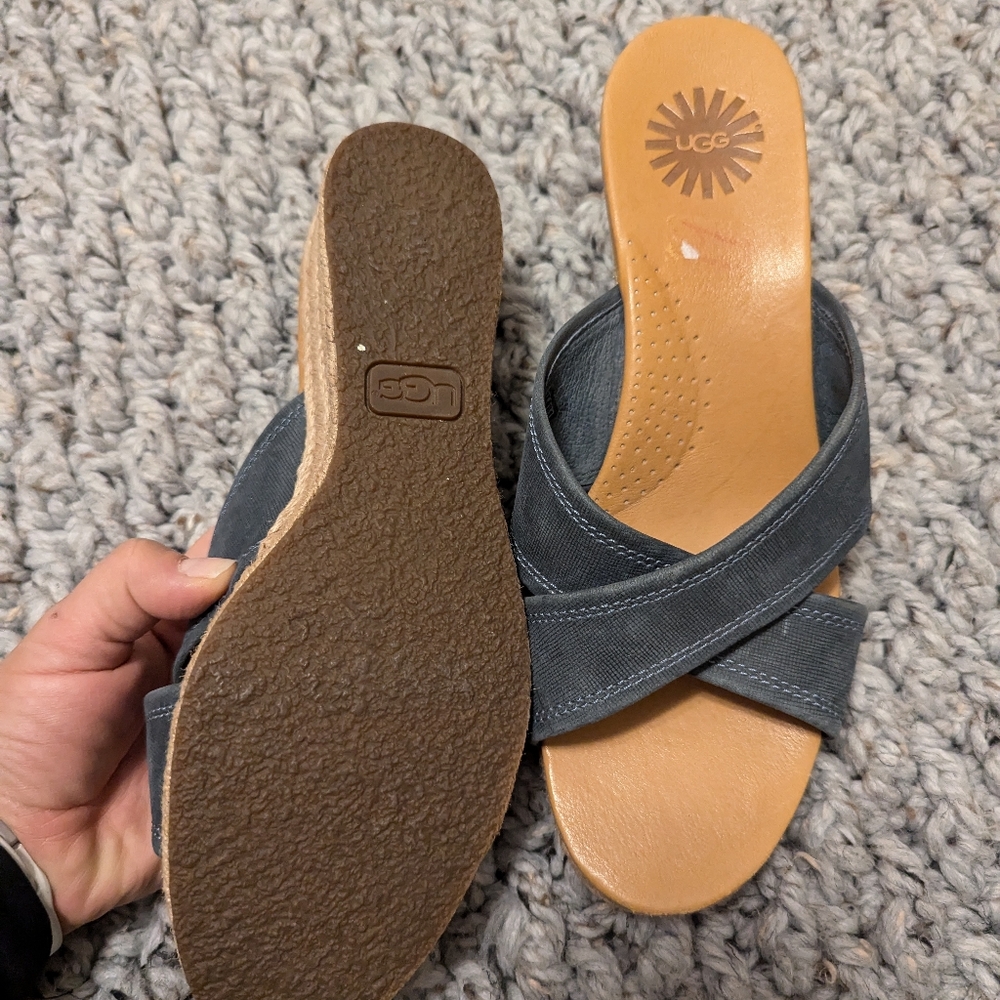 UGG Crisscross Slide Sandals in Dark Gray with Tan Footbed - Picture 4 of 6